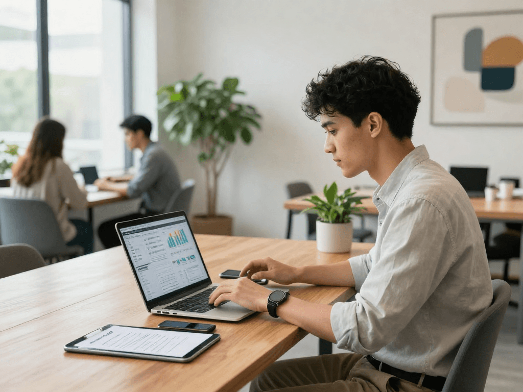 Professional working environment showcasing net88 software engagement and collaboration.