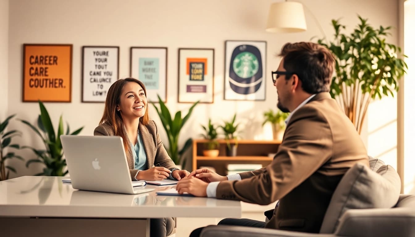 Engaging career coaching session highlighting professional career coaching strategies with an inspiring atmosphere.