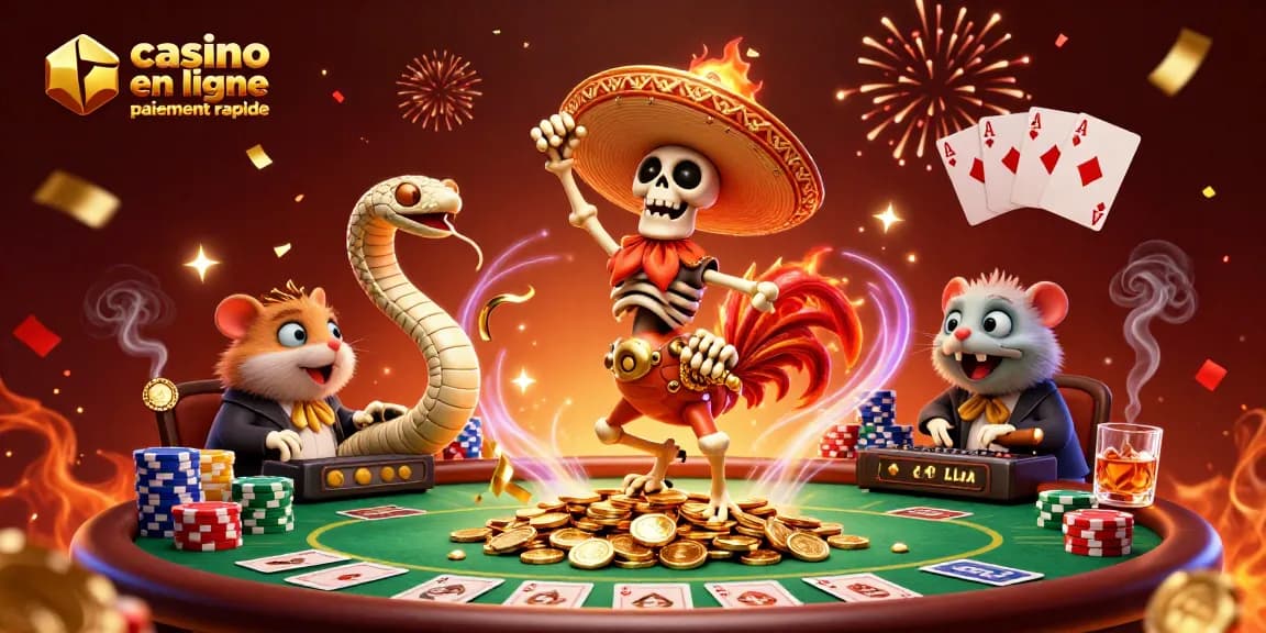 Profitez d'une expérience au sein d'un casino en ligne paiement rapide avec une illustration festive pleine d'énergie.