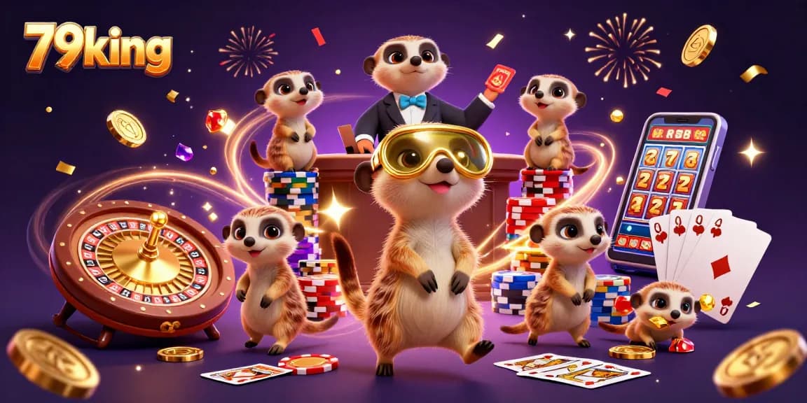 Experience high-stakes excitement with 79king's 3D cartoon meerkats running a lively casino.