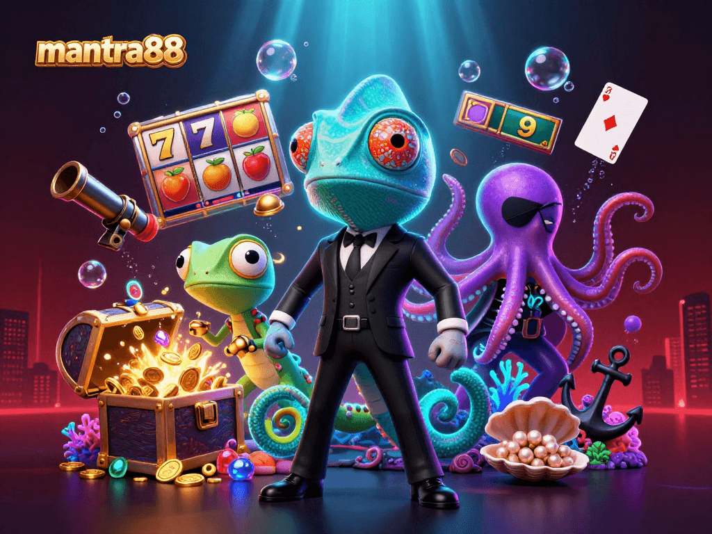 Experience thrilling gameplay with mantra88's exciting slots and jackpots featuring colorful cartoon characters.