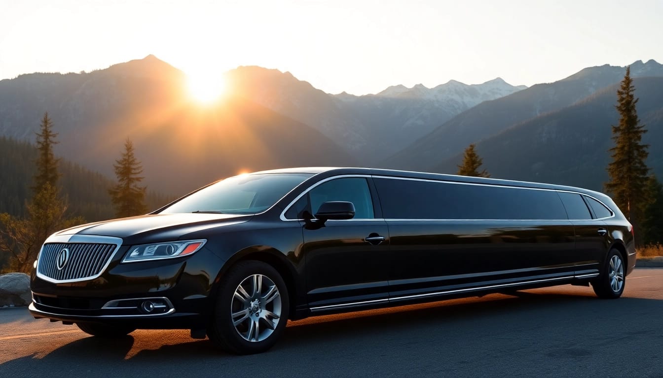 Luxurious vancouver to whistler limo parked against breathtaking mountain scenery.