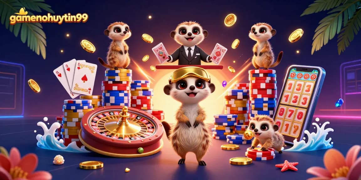 Engage with gamenohuuytin99's animated meerkats showing high-energy casino action.