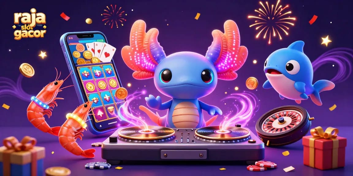 Experience the excitement of raja slot gacor with a vibrant 3D casino celebration scene.