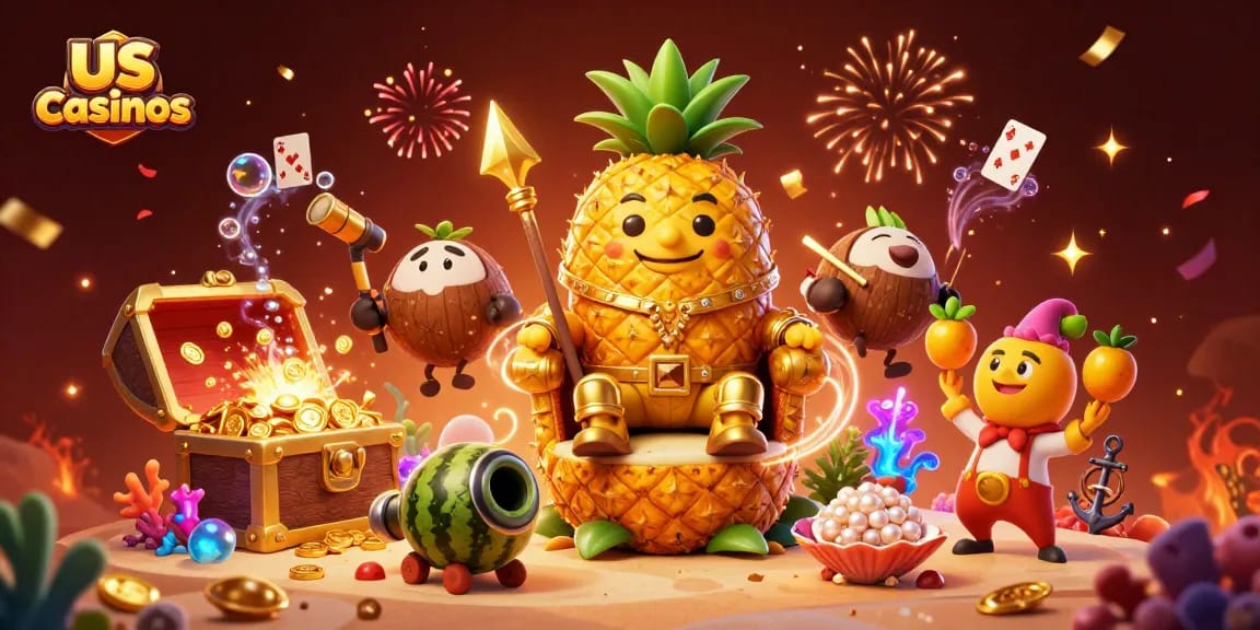 Engage with exciting us casinos through vibrant 3D casino-themed illustration.