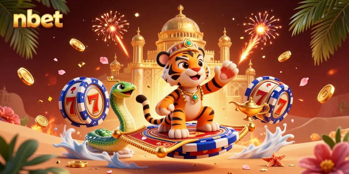 Experience nbet excitement with our lavish casino-themed 3D illustration featuring spinning reels and golden treasures.