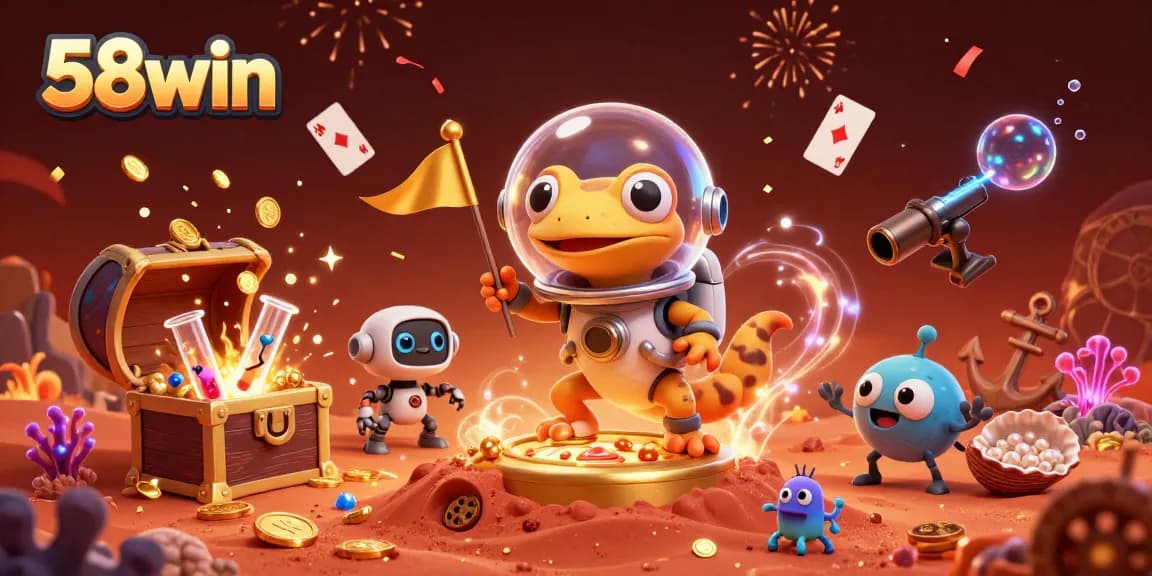 Experience thrilling moments at 58win, witnessing a Martian gecko uncovering a legendary casino.