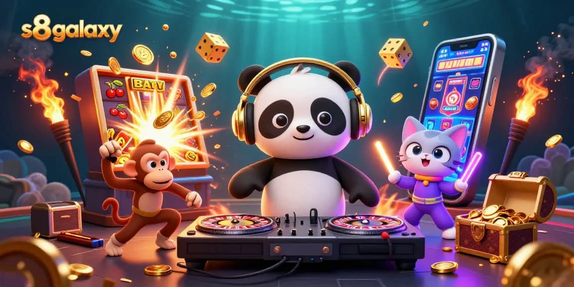Experience the excitement of s8galaxy with vibrant casino elements and animated characters in action.