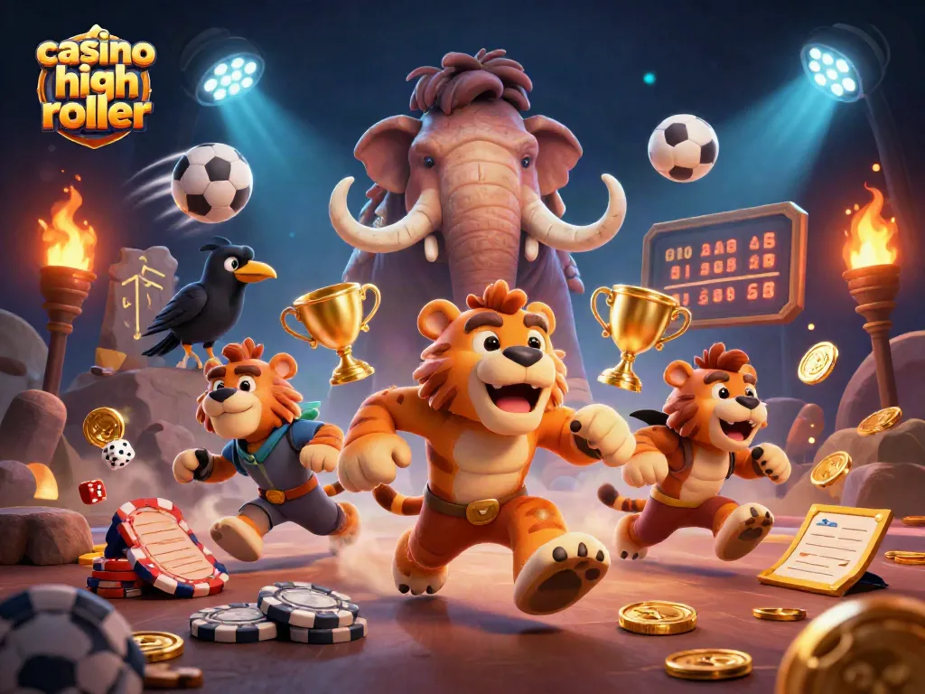 Experience thrilling action in a casino high roller setting with a dynamic 3D caveman and sabertooth duo.
