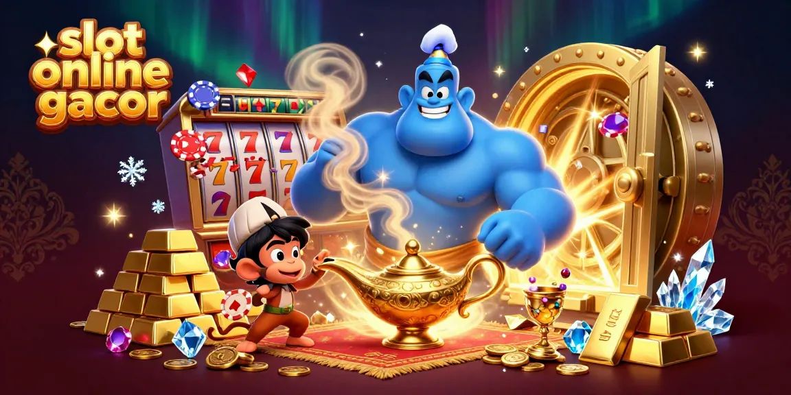 Experience winning thrills with slot online gacor featuring a magical genie, poker chips, and bursting treasures.