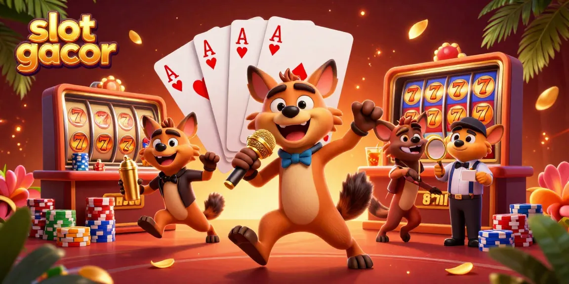 Enjoy the vibrant slot gacor experience with hyenas in a creative casino scene.