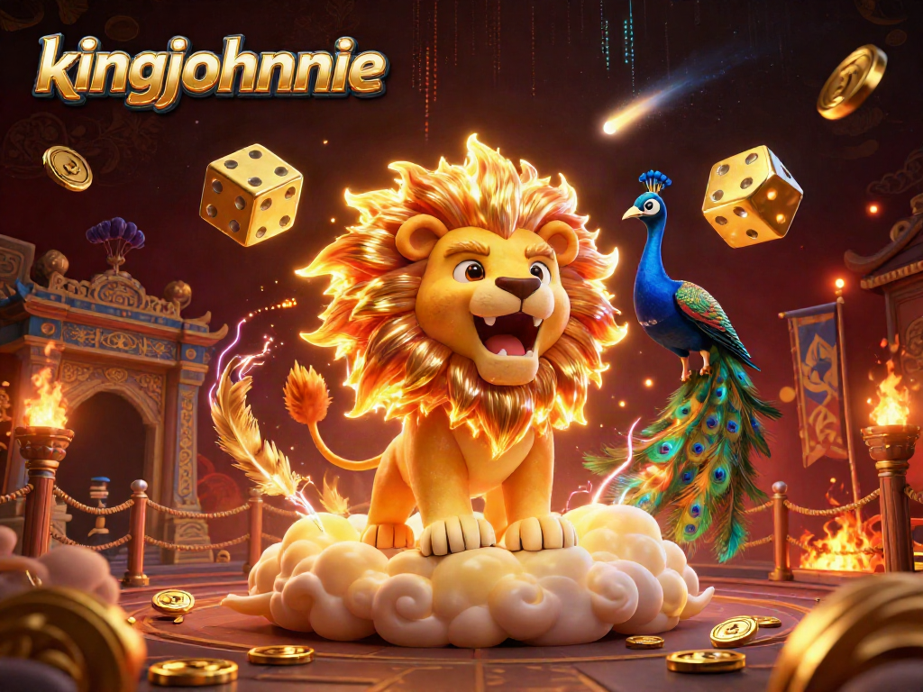 Kingjohnnie casino scene with vibrant characters and opulent game elements in a lively atmosphere.