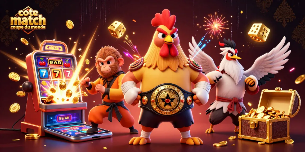 Pariez sur la cote match coupe du monde avec une illustration festive de personnages engageants et d'éléments de casino.