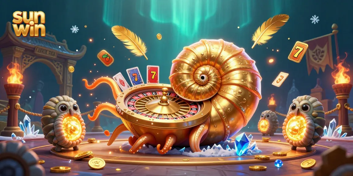 Spin to win thrilling jackpots with sun win's vibrant casino slots featuring a giant roulette nautilus.