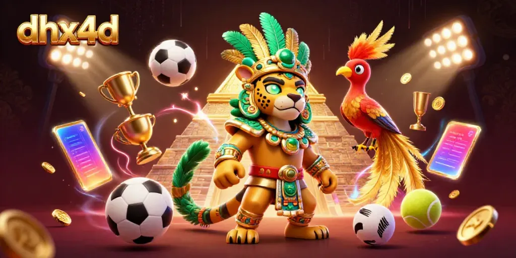 Menarik perhatian dengan dhx4d, ilustrasi kasino 3D yang menampilkan karakter Jaguar dan elemen permainan menarik.