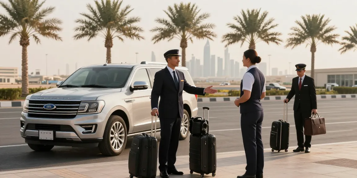 Airport Transfers Service Dubai with a professional chauffeur welcoming travelers at Dubai International Airport.