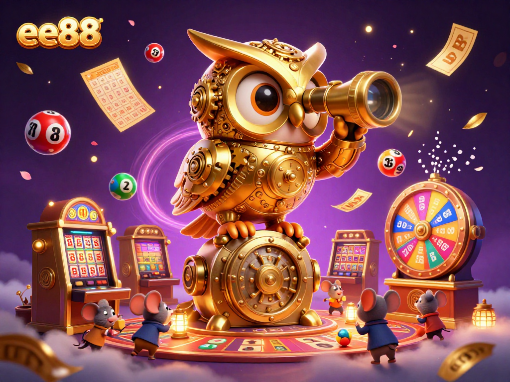 Enhance your gaming experience with ee88 in this dynamic 3D casino illustration.