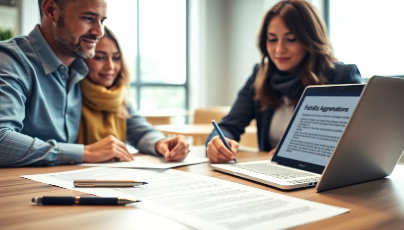 Negotiating Family Law Financial Agreements in a bright office with legal documents.