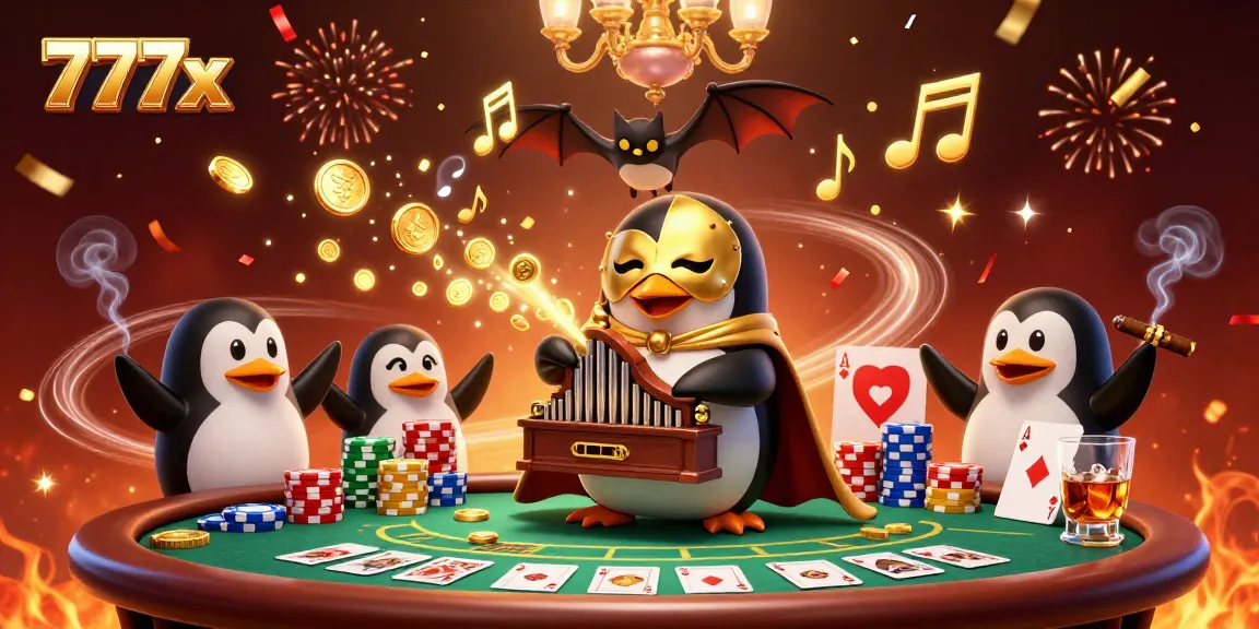 Win big at 777x with our vibrant casino scene featuring exciting poker elements!