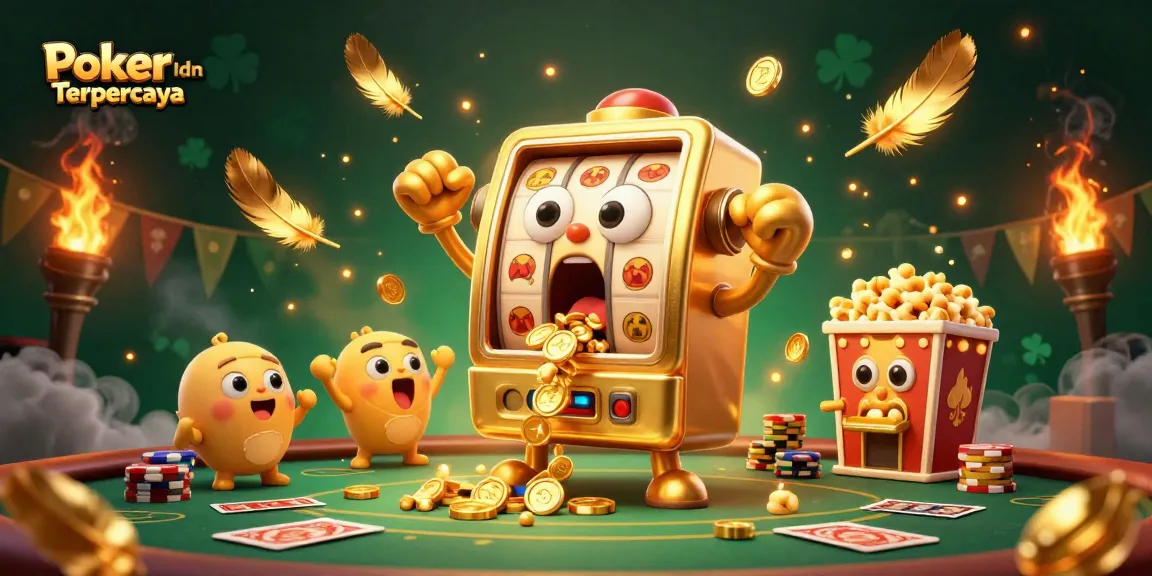 Winning big at Poker Idn Terpercaya with golden slot machines and vibrant gambling elements