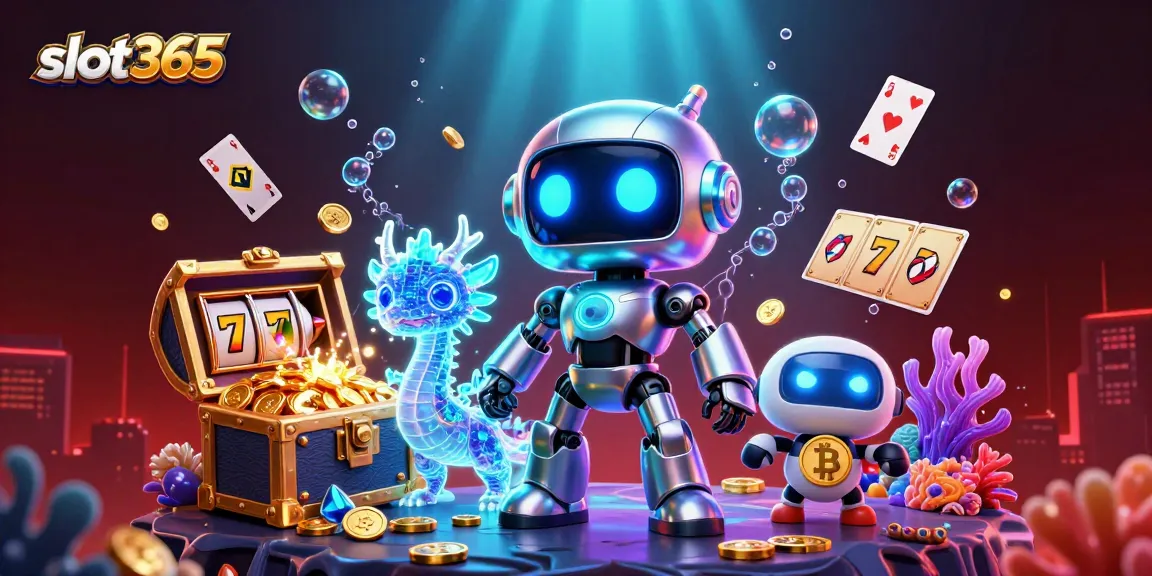 Experience slot365’s vibrant casino world, featuring neon characters and dynamic game elements.