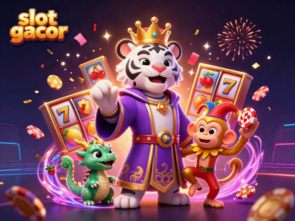 Slot gacor memberikan keberuntungan dalam permainan slot dengan karakter kartun dan elemen kasino yang meriah.