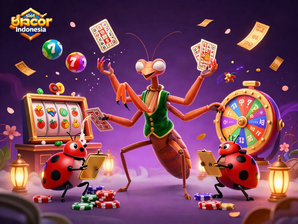 Experience the excitement of slot gacor Indonesia with a vibrant illustration showcasing dynamic casino elements.