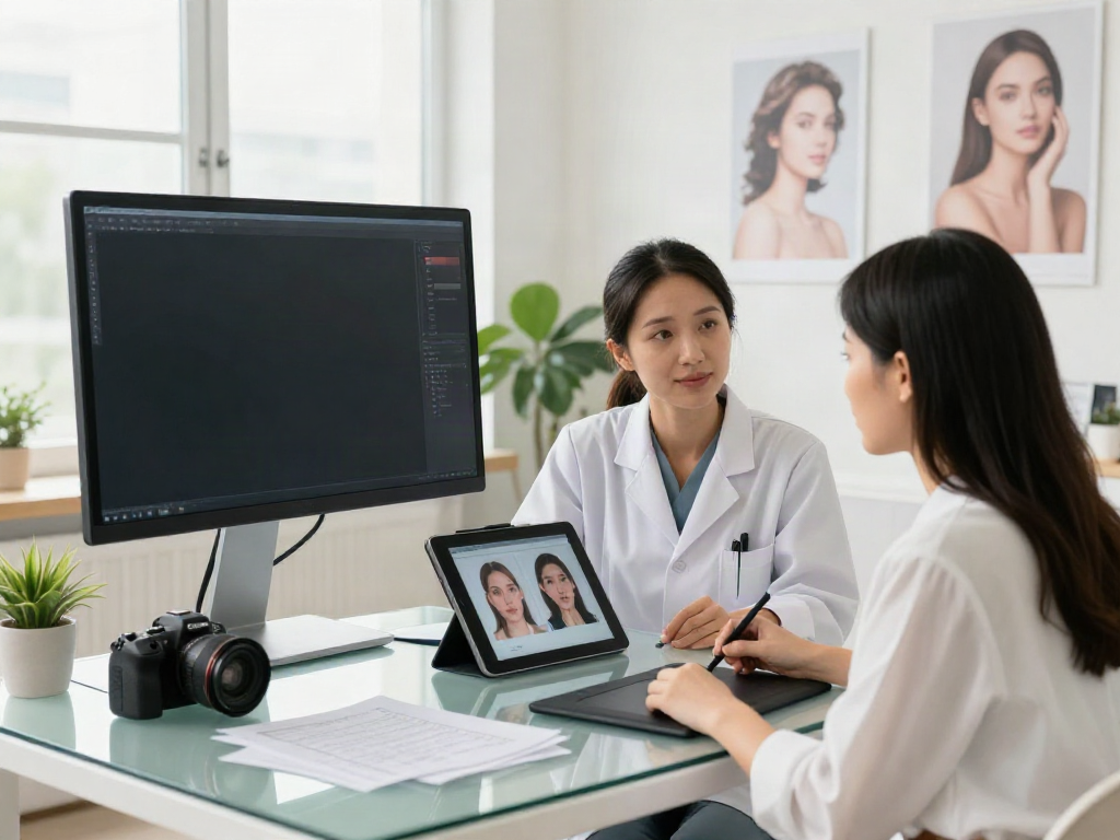 Alternatives to QOVES: Professional beauty analysis consultation scene.