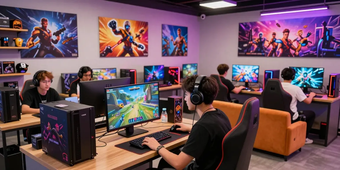 Engaged gamers exploring new titles at CIKA4D, a vibrant online game store.