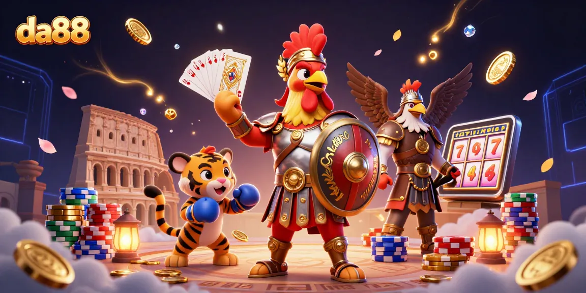 Experience thrilling gameplay with da88's vibrant 3D casino scene featuring epic characters.