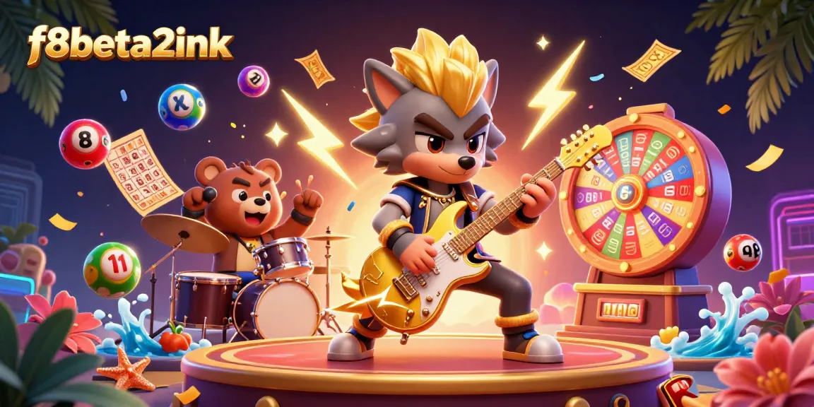 Catch the excitement of f8beta2ink as the rock star wolf performs with dynamic game elements surrounded by vibrant casino effects.