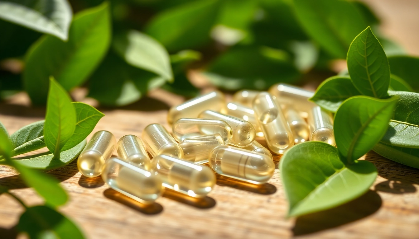 Highlighting magnesium glycinate capsules on a wooden surface for natural health.