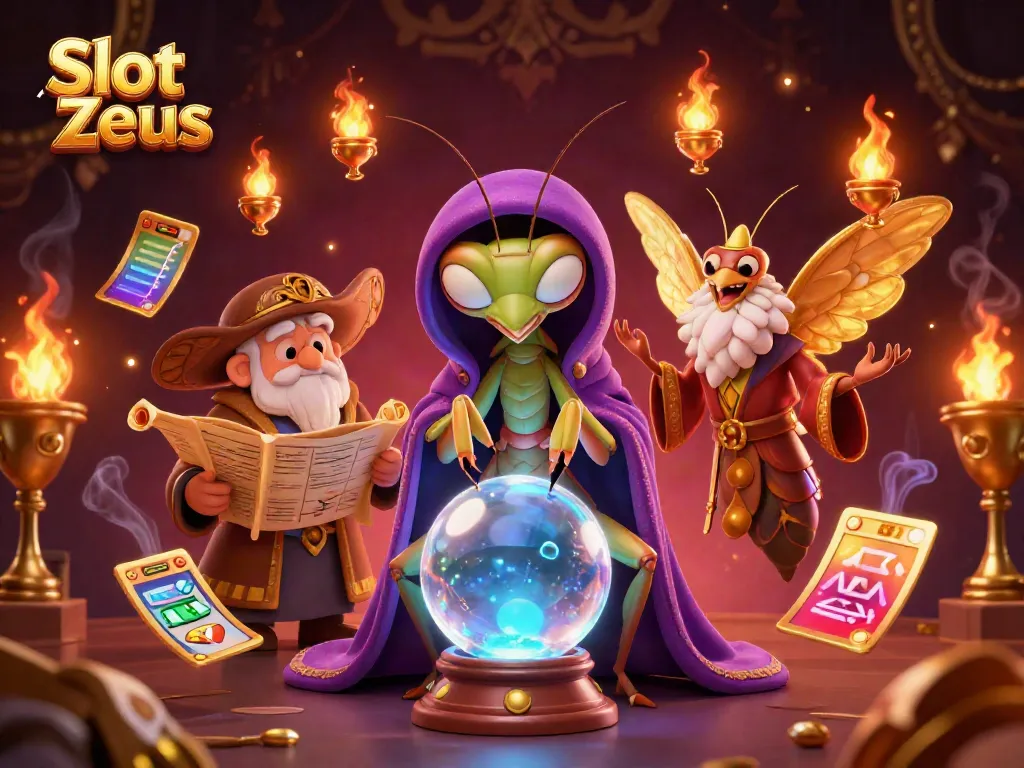Mengakses keberuntungan di Slot Zeus dengan makhluk mistis dan simbol keberuntungan yang berkilau.