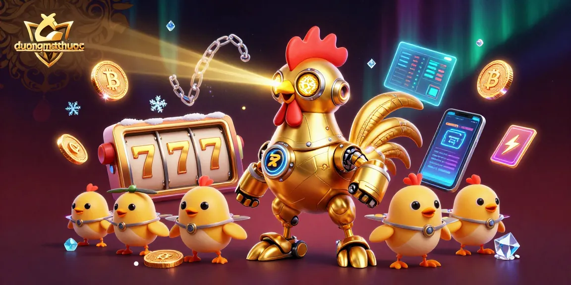 Engage with duongmatchuoc, showcasing a festive casino scene with vibrant characters and NFTs.