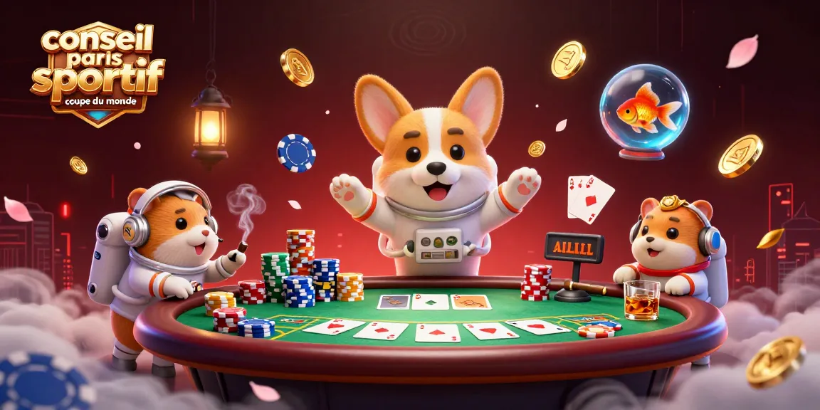 Conseil paris sportif coupe du monde : Astronaute corgi et hamster en mission de pari sportif.
