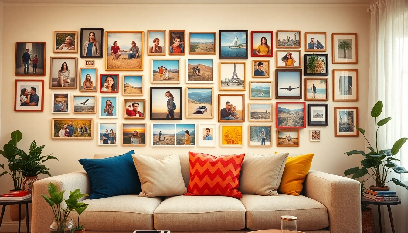 Transform your space with a stunning photo wall showcasing cherished moments.