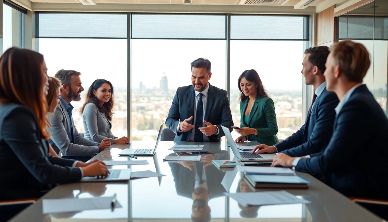 Engaged business consultant Sacramento CA leads a team discussion in a modern office.