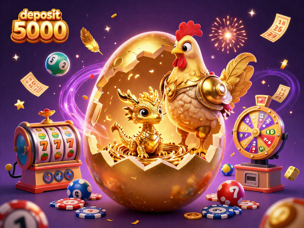 Experience the excitement of deposit 5000 bonuses in a dazzling casino scene with a golden dragon.