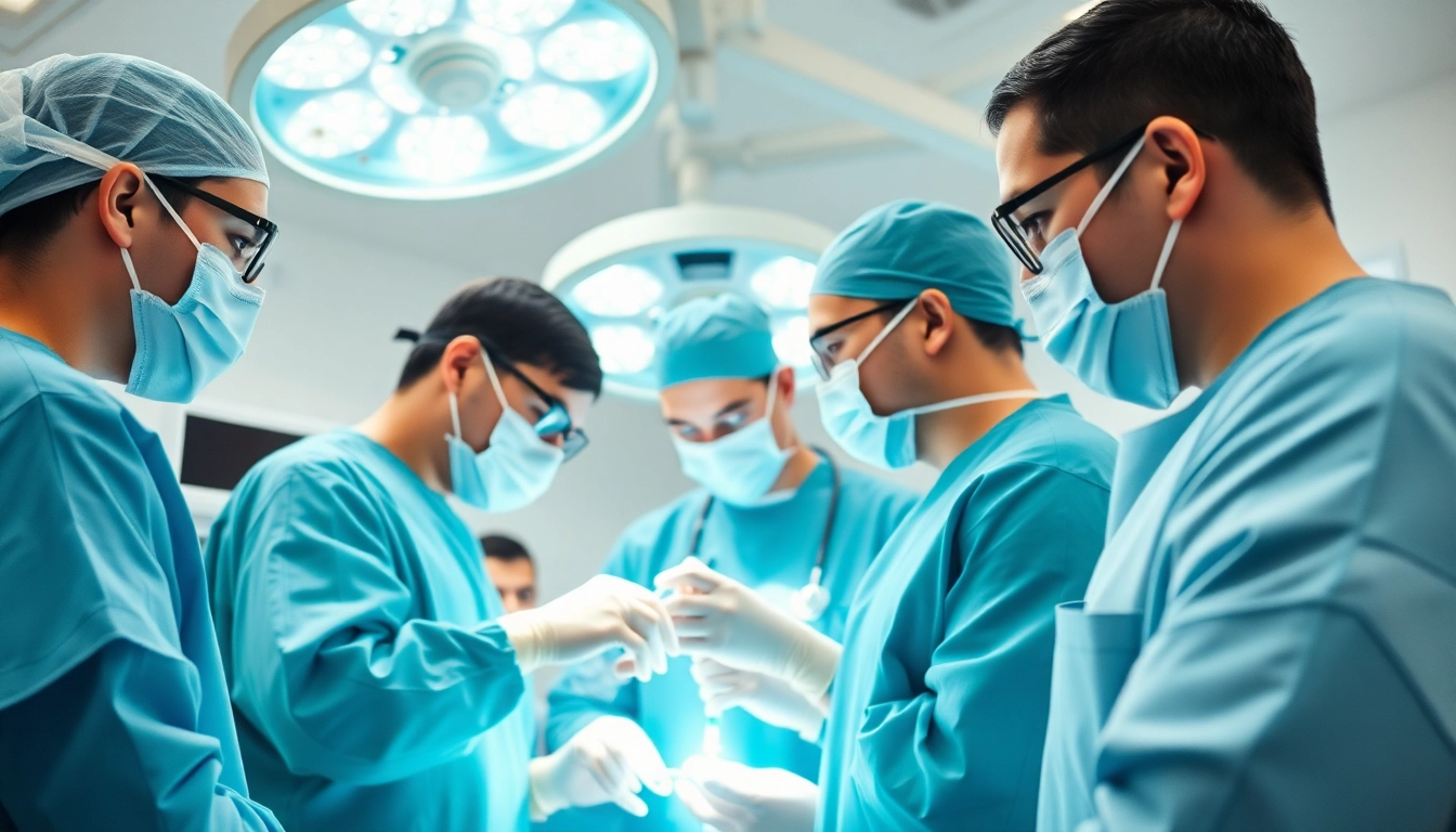 Surgical Treatment Cente showcasing a professional surgical team in action with advanced technology.