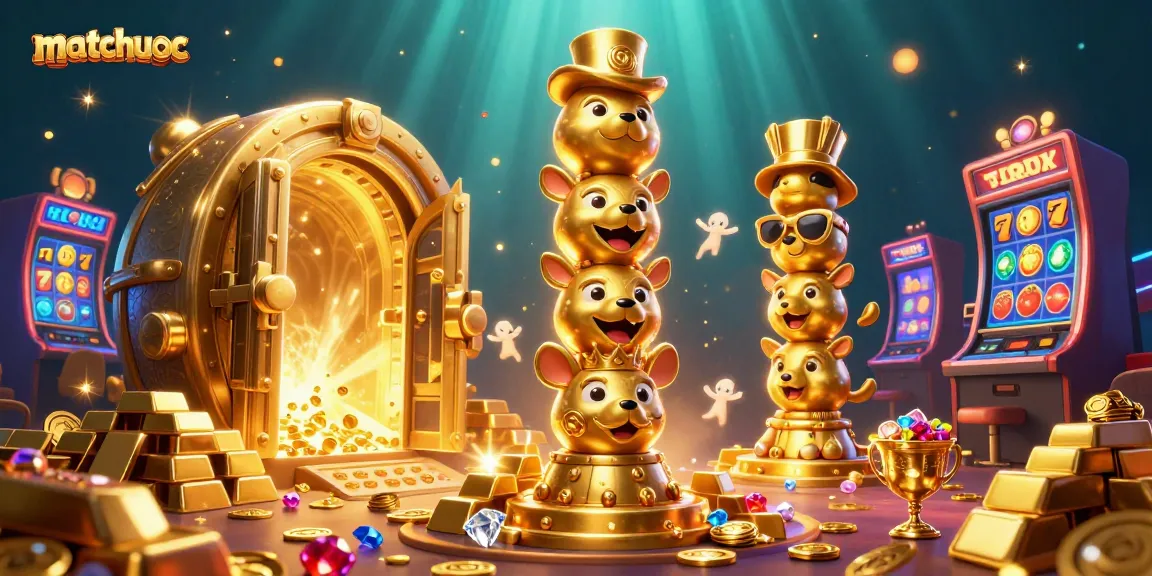 Experience matchuoc's thrilling slots journey with vibrant symbols and glimmering treasures.