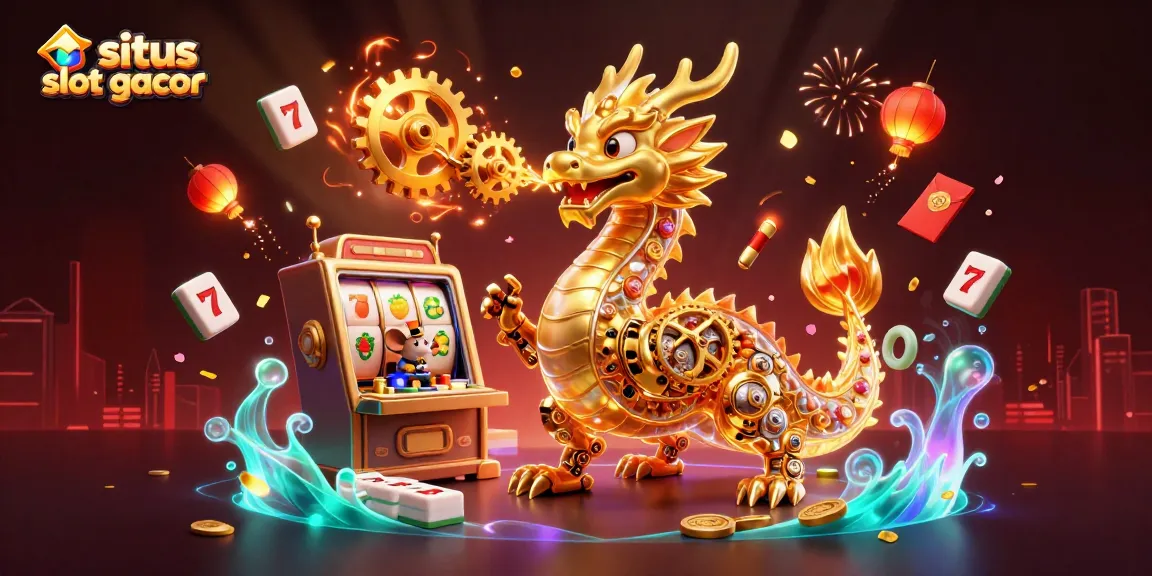 Menjajal keberuntungan di situs slot gacor dengan naga emas dan simbol permainan yang memukau.