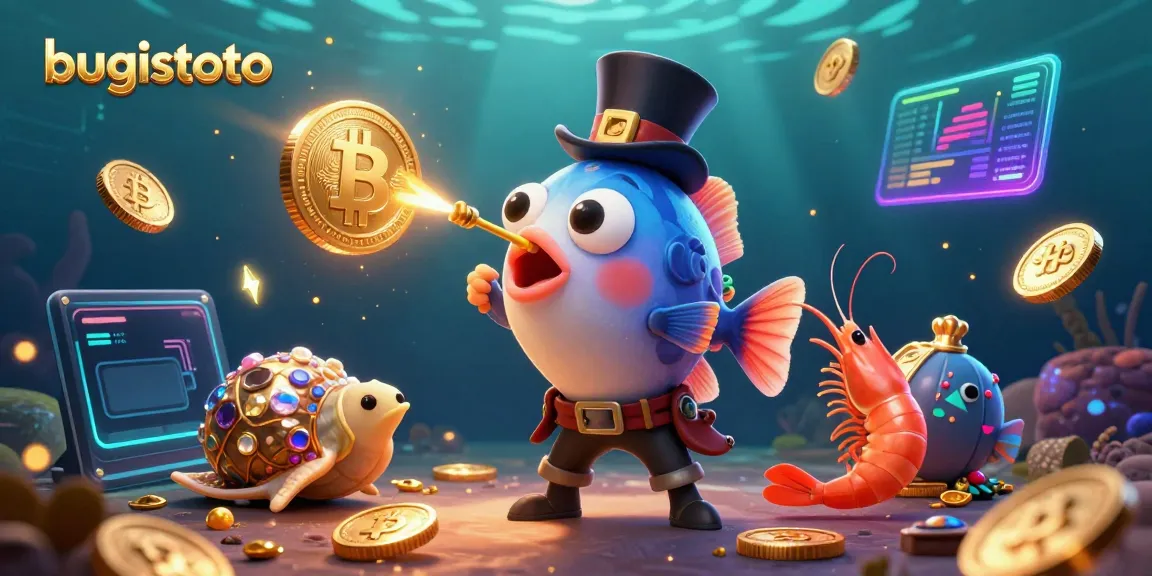 Play exciting games with bugistoto, a vibrant underwater scene featuring a glowing anglerfish and golden coins.