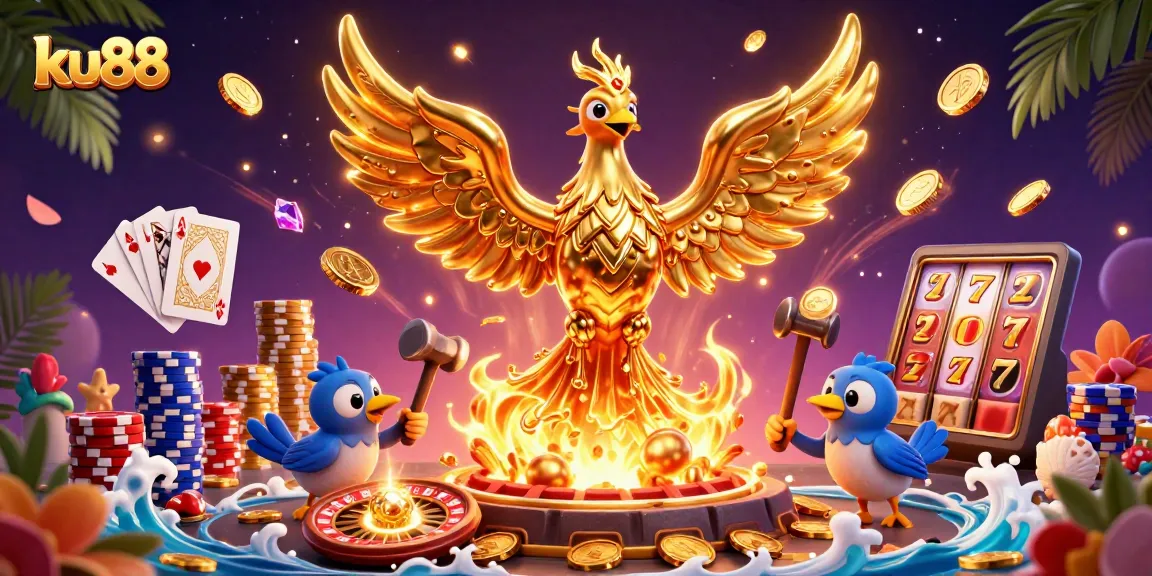 Play festive games at ku88 with dazzling phoenix and casino elements for top-tier entertainment.