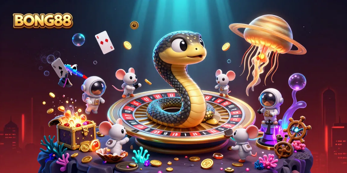 BONG88 players placing bets on a cosmic roulette in a vibrant casino-themed space scene