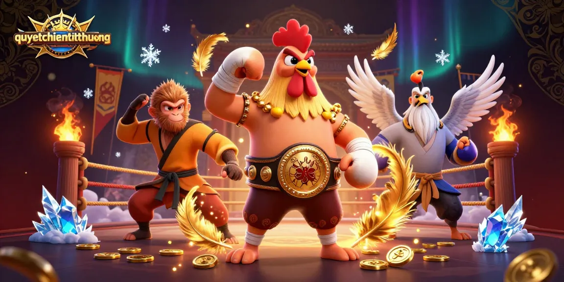 Experience the thrilling action in quyetchientienthuong with a dynamic battle scene featuring vibrant characters and casino elements.