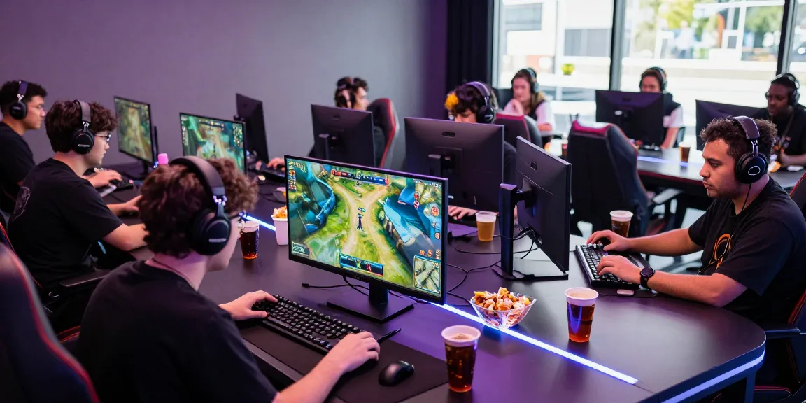 Engaging scene of gamers using mobile devices on ullesthorpe.org platform during an online competition.