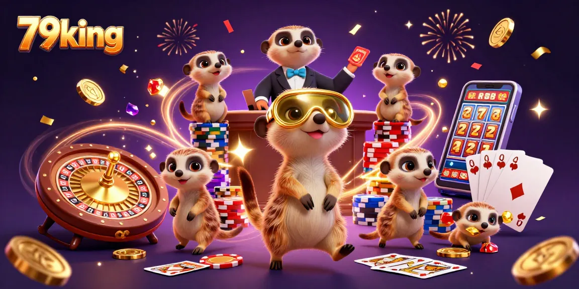 Experience high-stakes excitement with 79king's 3D cartoon meerkats running a lively casino.