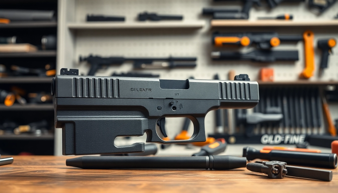Showcasing a glock 19 gen 5 slide with intricate details in a professional workshop.