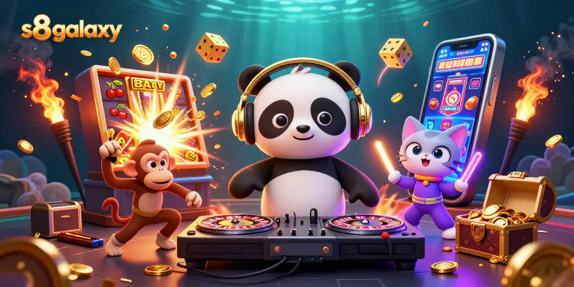 Experience the excitement of s8galaxy with vibrant casino elements and animated characters in action.